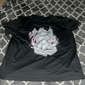 shein shirt put away your blessing angel shirt dark grey red dark grey M (girls)